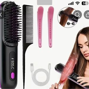Pink and Black Hair Straightening Brush Set